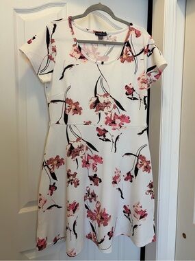 imPRESS White Mini Dress with Pink Floral Print